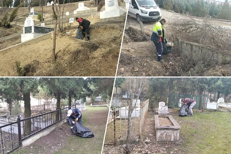 5000 Evler Mezarlığında Ağaç Budama ve Temizlik Çalışmaları Devam Ediyor