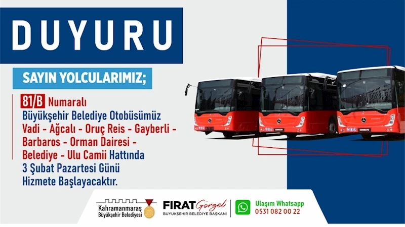 Şehir Merkezinde Yeni Toplu Taşıma Hattı Hizmete Başlıyor