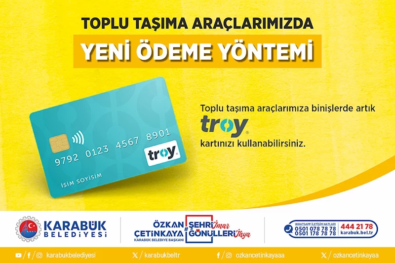 Karabük’te Toplu Taşımada Troy Kart Dönemi Başladı